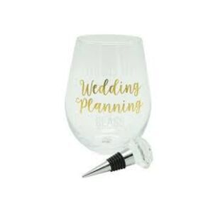 Oversized  This is my Wedding Planning 30 Ounce Wine Glass & Stopper NEW IN BOX